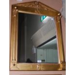 A 19TH CENTURY GILT AND GESSO MASONIC INTEREST SQUARE WALL MIRROR, WITH A BROKEN PEDIMENT