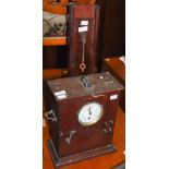 *A EARLY 20TH CENTURY MECHANICAL CLOCK, TOGETHER WITH A MAHOGANY ABPLANALP PATENTED SLIDE