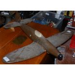 WORLD WAR II INTEREST - A PAINTED WOOD MODEL OF A HEINKEL 112 FIGHTER PLANE, PROBABLY MADE AS AN AID