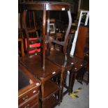 GROUP OF FURNITURE TO INCLUDE THREE-TIER RECTANGULAR TROLLEY, DROP-LEAF TABLE ON BARLEY TWIST