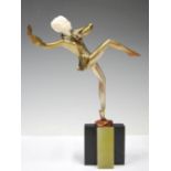 JOSEF LORENZL (AUSTRIAN 1892-1950), A SILVERED / PATINATED BRONZE AND CARVED IVORY FIGURE OF A