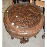 GROUP OF CHINESE FURNITURE TO INCLUDE EBONISED CIRCULAR JARDINIERE STAND ON FOUR FOLIATE CARVED