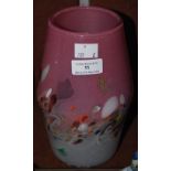 A VASART VASE MOTTLED PINK AND OPAQUE WHITE WITH COLOURFUL GLASS CANES, 20CM HIGH