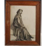 EARLY 20TH CENTURY SCOTTISH SCHOOL A SEATED FISHERMAN EN GRISAILLE WATERCOLOUR ON PAPER, AN