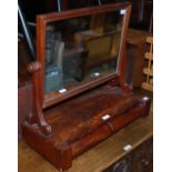 VICTORIAN MAHOGANY DRESSING TABLE MIRROR WITH RECTANGULAR MIRROR PLATE, THE BASE WITH TWO SMALL