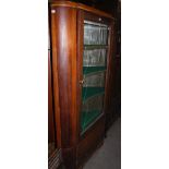 EARLY 20TH CENTURY CONTINENTAL MAHOGANY CORNER CUPBOARD WITH BEVELLED GLASS DOOR AND TWO SMALL