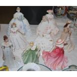 A COLLECTION OF EIGHT ASSORTED LADY FIGURES TO INCLUDE ROYAL DOULTON - 'ELLEN HN3992', 'FAIR LADY