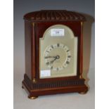A LATE 19TH / EARLY 20TH CENTURY MAHOGANY CASED MANTLE CLOCK, EDWARD OF GLASGOW, SILVERED DIAL