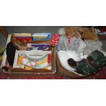 TWO BOXES - ASSORTED CHILDRENS TOYS, BOOKS TO INCLUDE OOR WILLIE, THE BROONS, VARIOUS TEDDY BEARS,