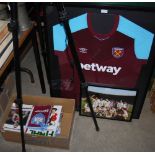 FOOTBALL INTEREST - COLLECTION OF WEST HAM UNITED MEMORABILIA TO INCLUDE SIGNED BETWAY SPONSORED