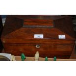 A 19TH CENTURY ROSEWOOD SARCOPHAGUS SHAPED TEA CADDY