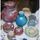 A COLLECTION OF NINE PIECES OF BRITISH STUDIO POTTERY, SOME WITH ARTIST STAMPS TO THE BASES