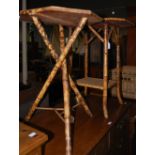 TWO LATE 19TH/ EARLY 20TH CENTURY BAMBOO OCCASIONAL TABLES: ONE OCTAGONAL SHAPED ON THREE TRIANGULAR