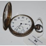 A LONDON SILVER CASED HALF HUNTER POCKETWATCH, J. W. BENSON, LONDON, WITH WHITE ARABIC NUMERAL