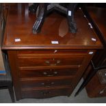 EDWARDIAN MAHOGANY AND SATINWOOD BANDED SIDE CABINET OF FIVE GRADUATED DRAWERS