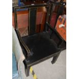 SET OF SIX CHINESE BLACK AND GILT LACQUER DINING CHAIRS COMPRISING TWO CARVERS AND FOUR SIDE