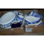 TWO BOXES - ASSORTED BLUE PRINTED TABLE WARE