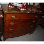 GEORGE III MAHOGANY AND BOXWOOD LINED CHEST OF THREE SHORT OVER THREE LONG GRADUATED COCKBEADED