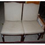 PAIR OF REPRODUCTION MAHOGANY GAINSBOROUGH TYPE UPHOLSTERED SIDE CHAIRS