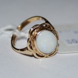 A 9CT GOLD AND OPAL RING, GROSS WEIGHT 2.9 GRAMS