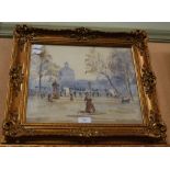 EARLY 20TH CENTURY FRENCH SCHOOL A STREET SCENE WATERCOLOUR ON PAPER LAID ON BOARD, SIGNED