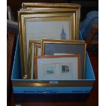 A GROUP OF TEN FRAMED DECORATIVE PICTURES INCLUDING 'SAINT CATHERINE'S DOCK' BY GLYNN THOMAS (AN