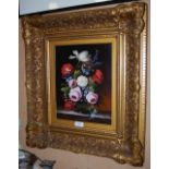 20TH CENTURY CONTINENTAL SCHOOL A PAIR OF FLORAL STILL LIFES OIL ON PANEL, SIGNED 'P. PRALKE' EACH