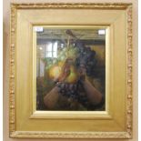 J MAJOR (19TH CENTURY BRITISH SCHOOL) A STILL LIFE OF PEARS AND GRAPES OIL ON CANVAS, SIGNED AND