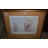 FOUR FRAMED WILLIAM RUSSEL FLINT COLOURED PRINTS, INSIDE MATCHING GILT FRAMES, EACH 57CM LONG