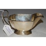 A BIRMINGHAM SILVER ART DECO STYLE SAUCE BOAT, 7.1 TROY OZS