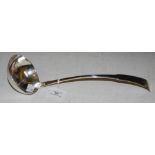 A GEORGE III SILVER LADLE, EDINBURGH, 1813, MAKERS MARK OF A W, FIDDLE PATTERN, ENGRAVED WITH