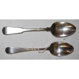 TWO SCOTTISH PROVINCIAL SILVER TABLE SPOONS COMPRISING OLD ENGLISH PATTERN BANFF SPOON, MAKERS