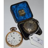 A LONDON SILVER CASED HUNTER POCKET WATCH, THE MOVEMENT SIGNED PEARCE GRANTHAM, TOGETHER WITH A