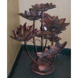 GARDEN INTEREST - A COPPER GARDEN FEATURE, POSSIBLY A WATER FEATURE, MODELLED WITH SIX GRADUATING