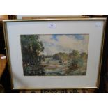 THREE FRAMED DECORATIVE WATERCOLOUR LANDSCAPES, INCLUDING A LATE 19TH / EARLY 20TH CENTURY BRITISH