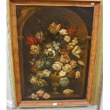 19TH CENTURY CONTINENTAL SCHOOL A PAIR OF FLORAL STILL LIFE EACH OIL ON CANVAS, EACH UNSIGNED EACH