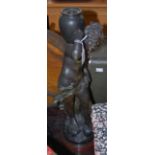 EARLY 20TH CENTURY FRENCH PATINATED CAST SPELTER FIGURE OF 'LA PRAIRIE' AFTER MOREAU ON A CIRCULAR