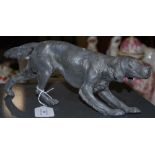 A CAST LEAD MODEL OF A RUNNING DOG, STAMPED 'ETAIN PUR' TO BASE