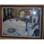 •AR THORA CLYNE (SCOTTISH 1937 - 2021) STREWN TABLE WATERCOLOUR ON PAPER, SIGNED AND DATED 1980 IN
