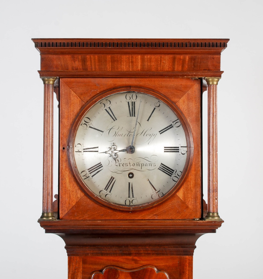 A late 18th century Scottish mahogany longcase clock by Charles Hogg, Prestonpans, the flat top case - Image 2 of 9