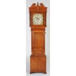 A late 18th/ 19th century oak and ebony lined longcase clock, Robert Roberts, Bangor, the enamel