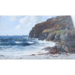 Richard Wane (1852-1904) Rocky coastline with breaking waves oil on canvas, signed lower right 28.