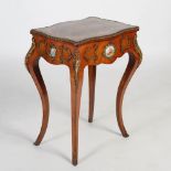 A 20th century French mahogany, kingwood, marquetry, Sevres style porcelain and gilt metal mounted