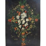 Late 19th/ early 20th century Continental School Still life with flowers and fruit Oil on canvas