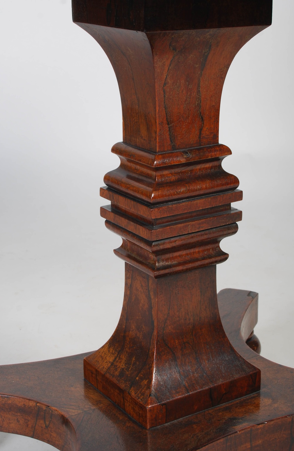 An early 19th century Scottish rosewood, burr walnut and ebony marquetry folding card table, the - Image 4 of 11