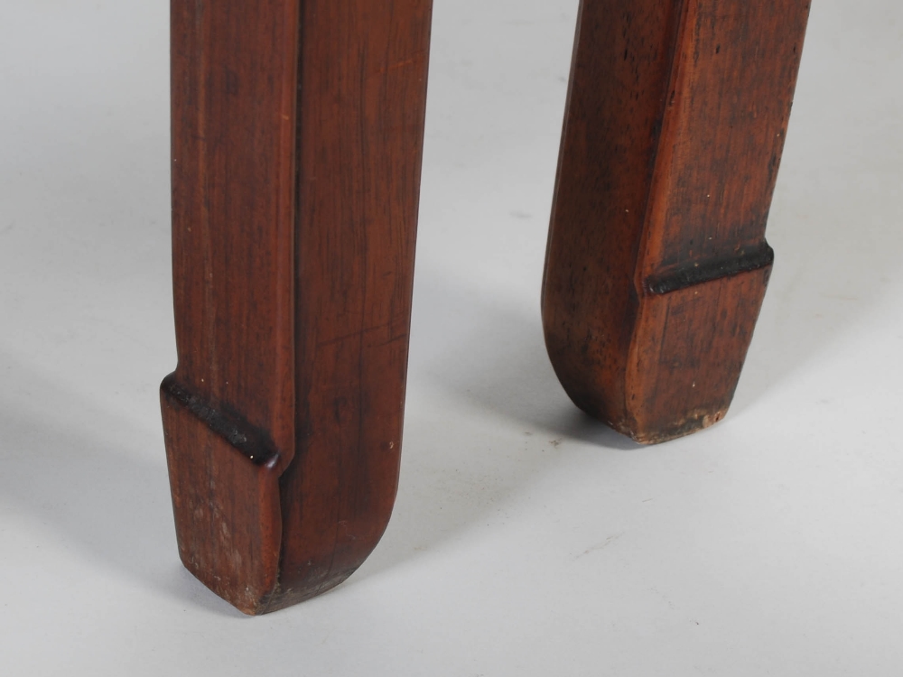 A pair of Chinese darkwood square occasional tables, Qing Dynasty, rectangular tops with recessed - Image 5 of 8