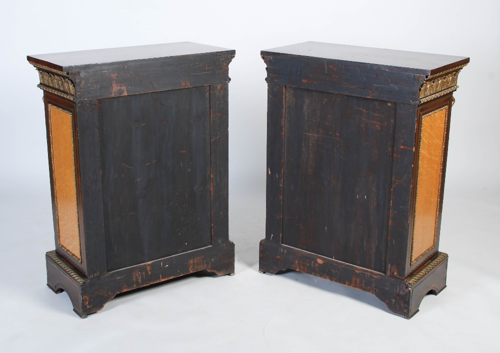 A pair of 19th century French gilt bronze mounted mahogany and satinwood pier cabinets, the - Image 9 of 9