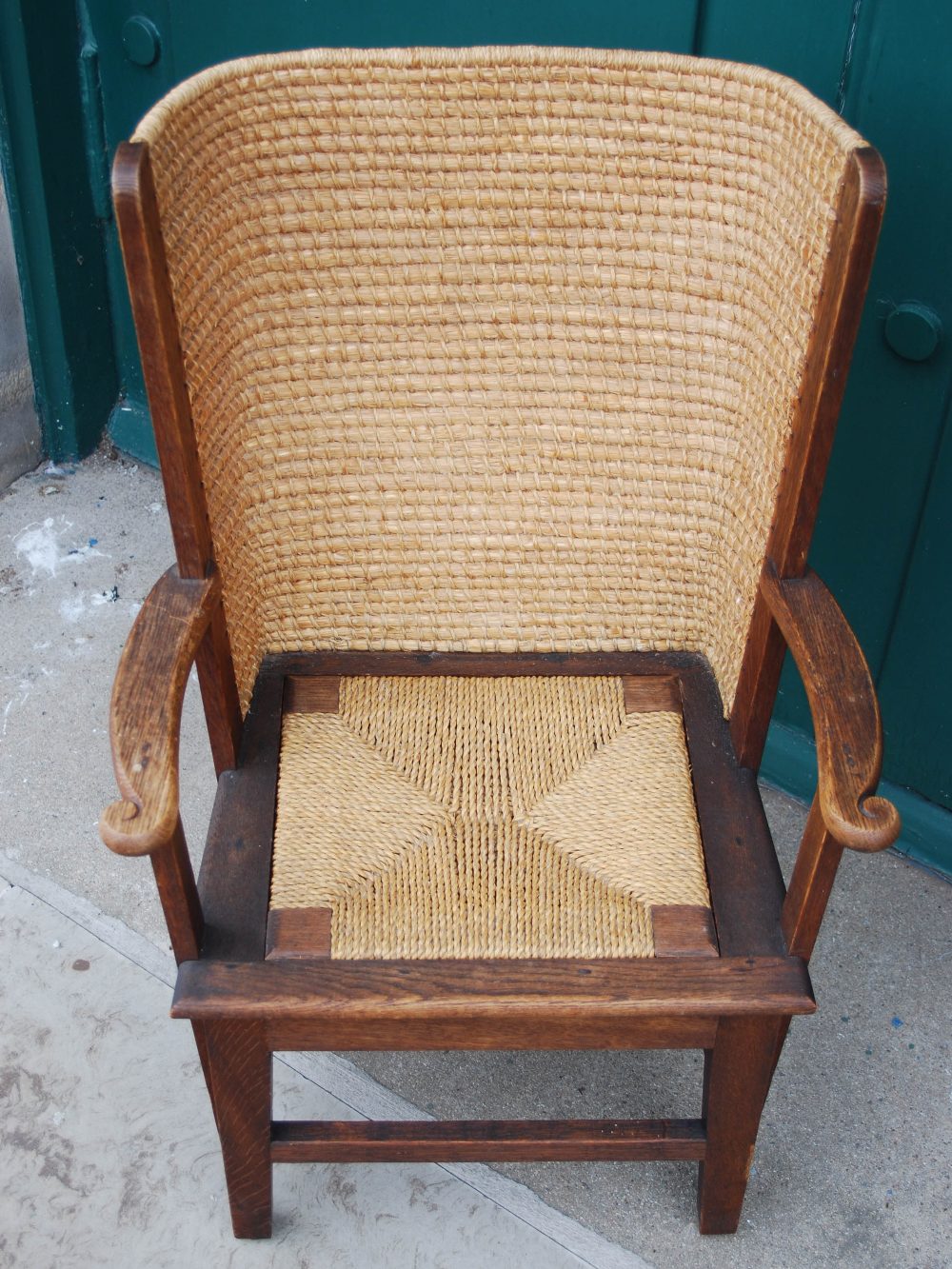 A late 19th / early 20th century childs Orkney chair, the arms with scroll carved detail, with - Image 5 of 6