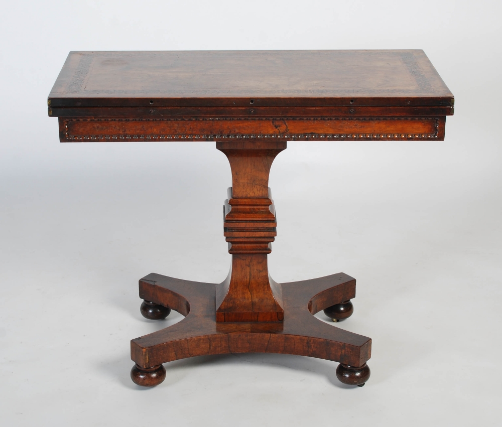 An early 19th century Scottish rosewood, burr walnut and ebony marquetry folding card table, the - Image 11 of 11