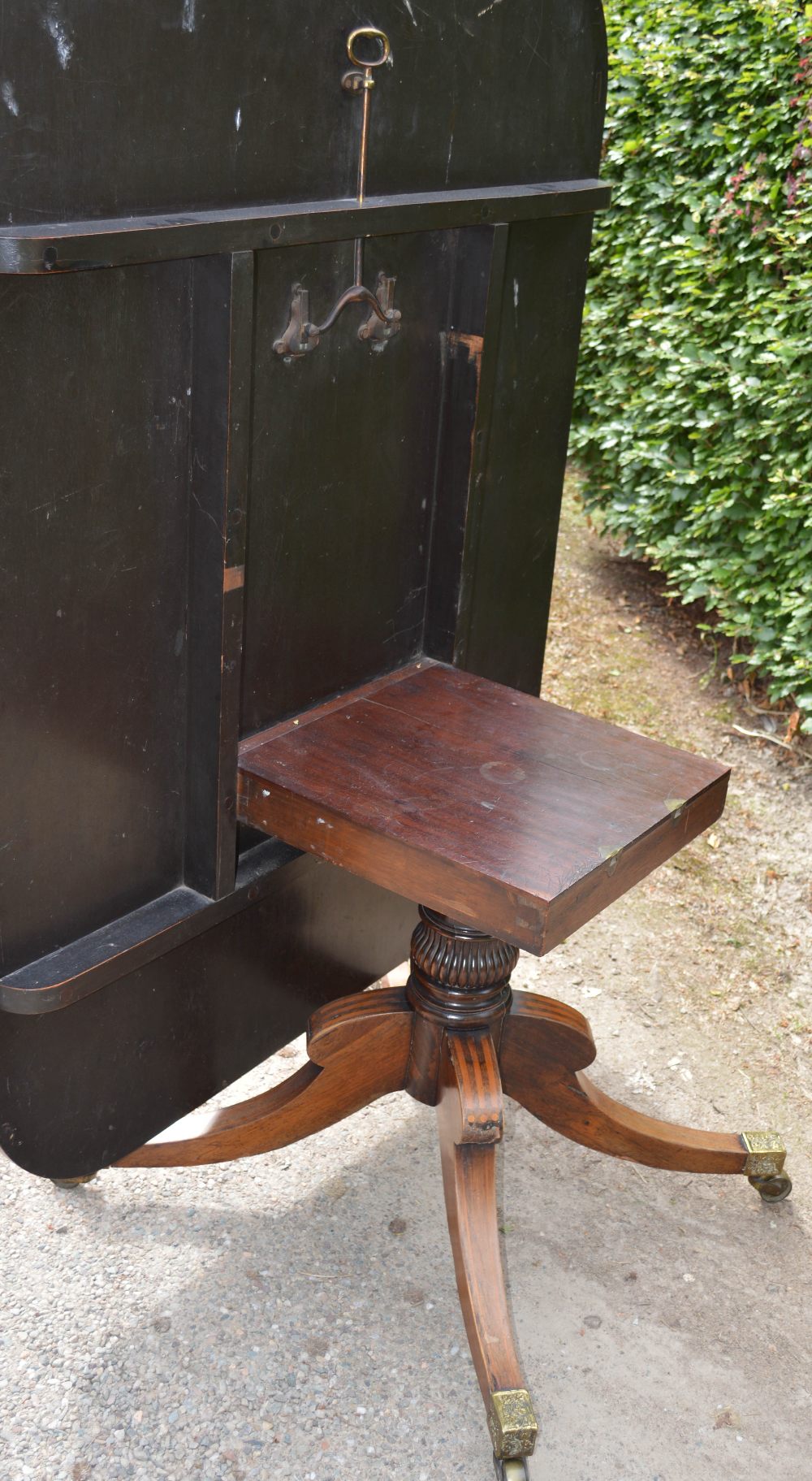 A 19th century rosewood snap top supper table, the hinged rounded rectangular top on a cylindrical - Image 4 of 5